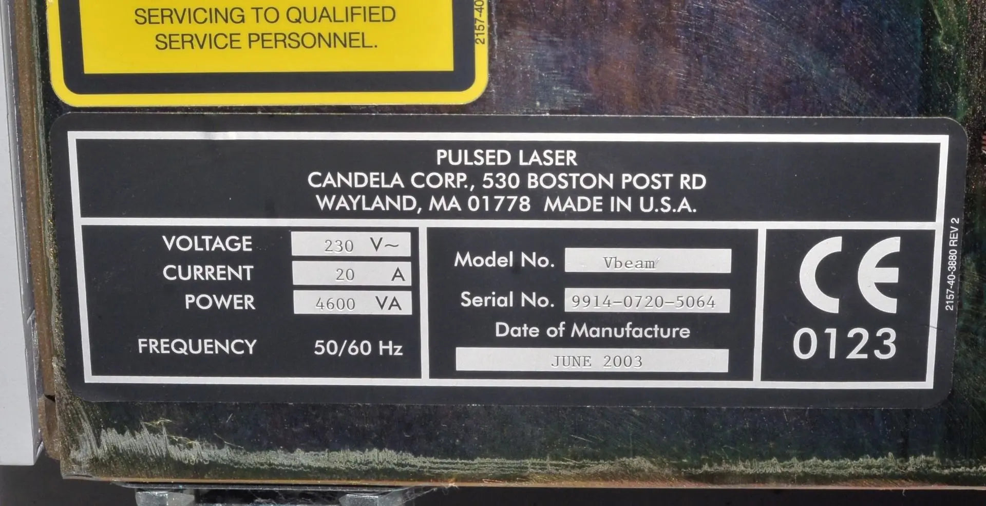 2003 Candela VBeam Laser Lesions Vascular Wrinkles PDL Pulsed Dye V Beam System Candela