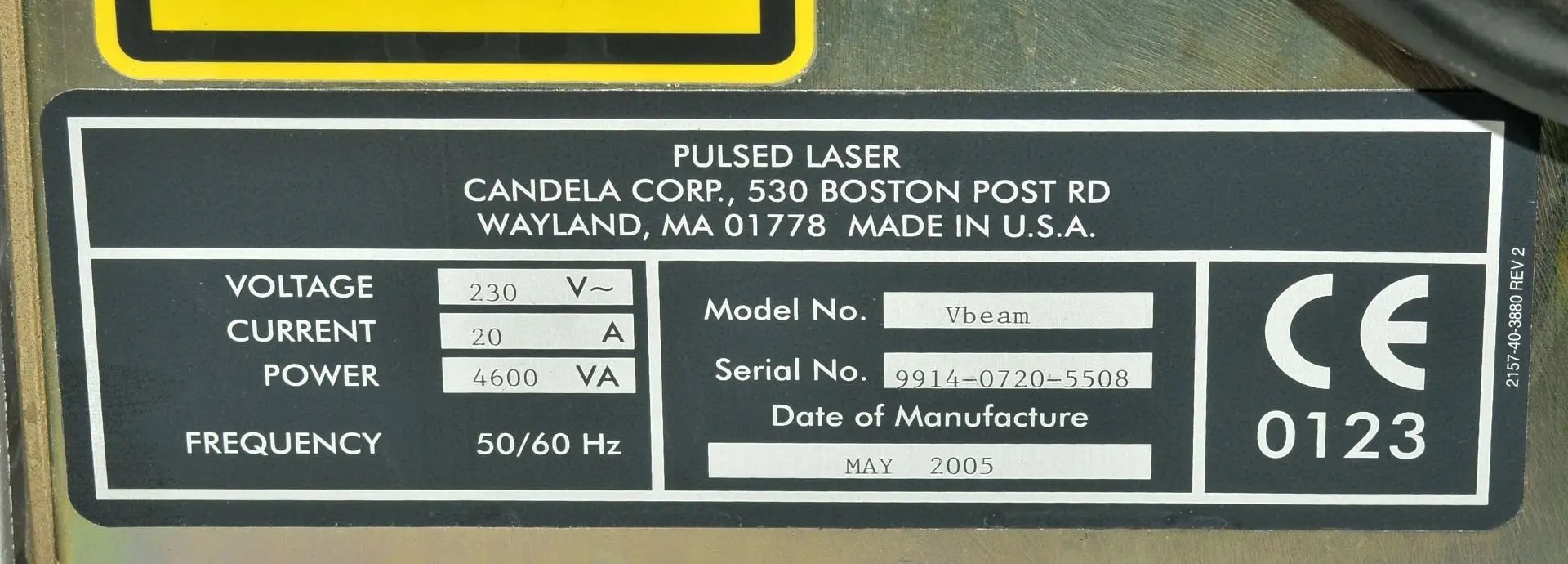2005 Candela VBeam Wrinkles Scars Acne Stretch Marks Pulsed Dye Laser System Candela