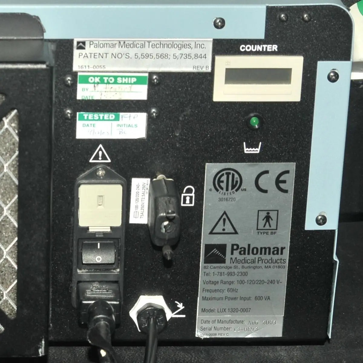 2003 Palomar EsteLux IPL Console Laser LuxG LuxY Handpiece Lesions Hair Removal Palomar