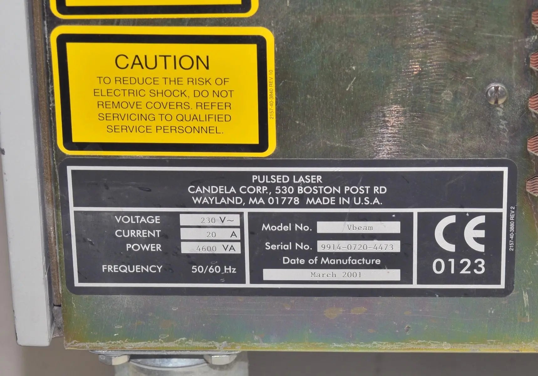 2001 Candela VBeam 595nm Laser Lesions Vascular Wrinkles Veins PDL Pulsed Dye Candela