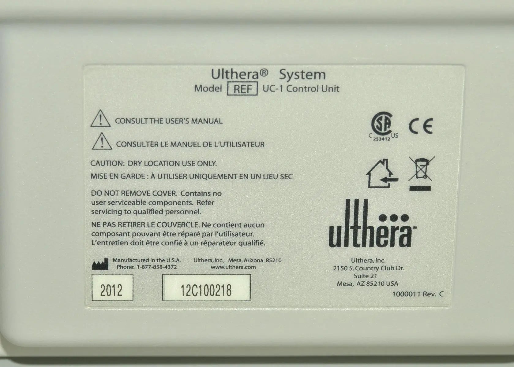 2012 Ulthera Ultherapy DEEPsee Ultrasound Skin Tightening Contouring w Handpiece Sol International Medical