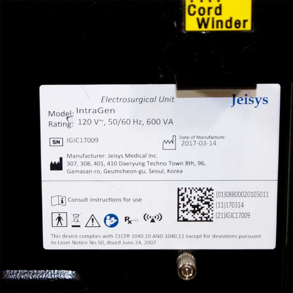 2017 Jeisys IntraGen Electrosurgical Unit Radio Frequency Micro Needle System Sol International Medical