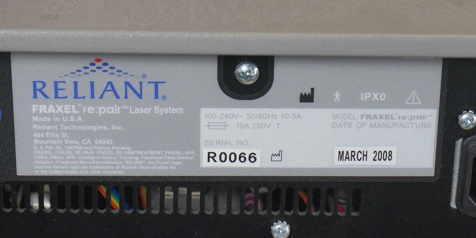 2008 Reliant Fraxel Re Pair Skin Wrinkle Resurfacing CO2 Fractional Laser RePair Sol International Medical