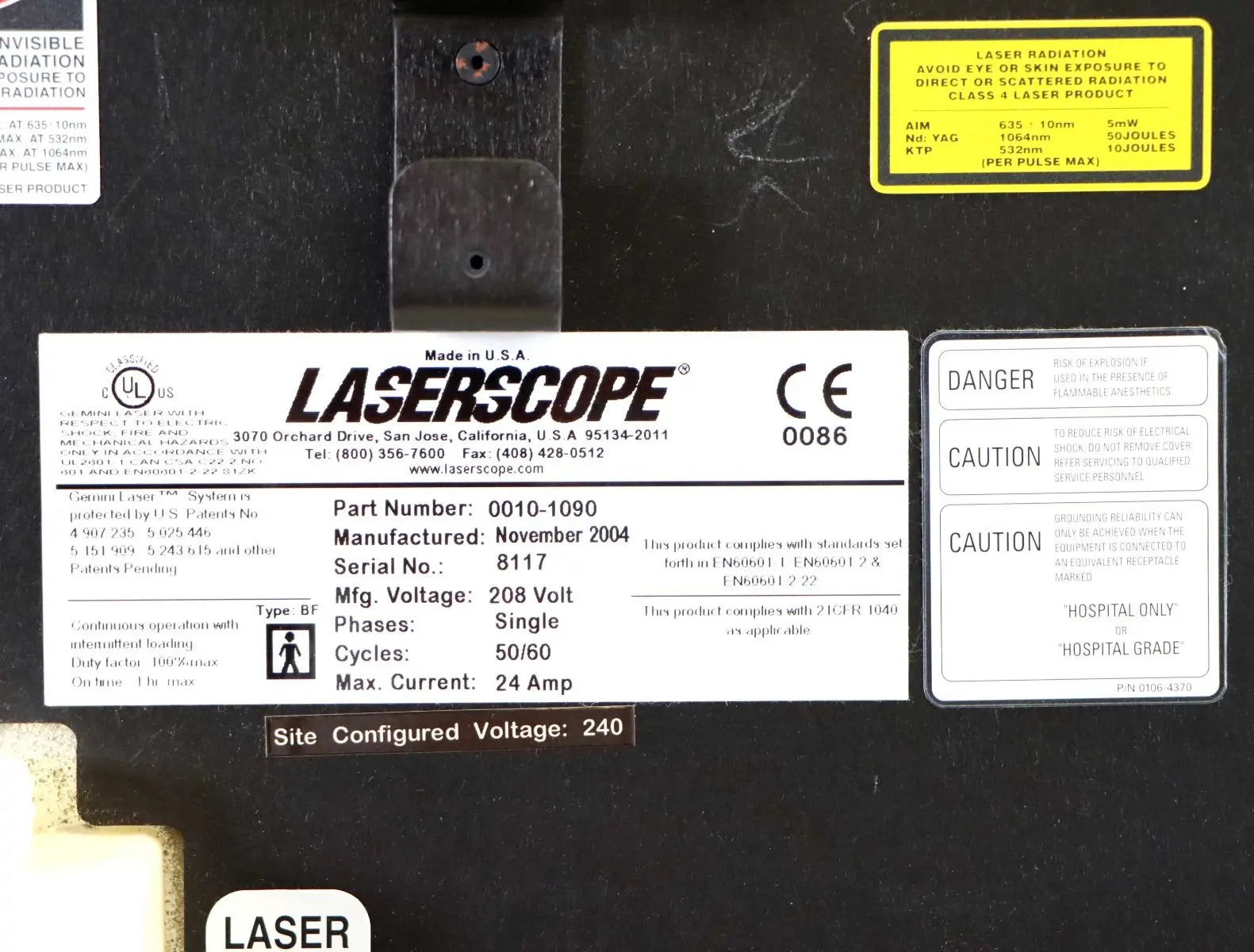 2004 Iridex LaserScope Gemini Nd Yag KTP Laser HR Skin Rejuvenation Hair Removal Sol International Medical