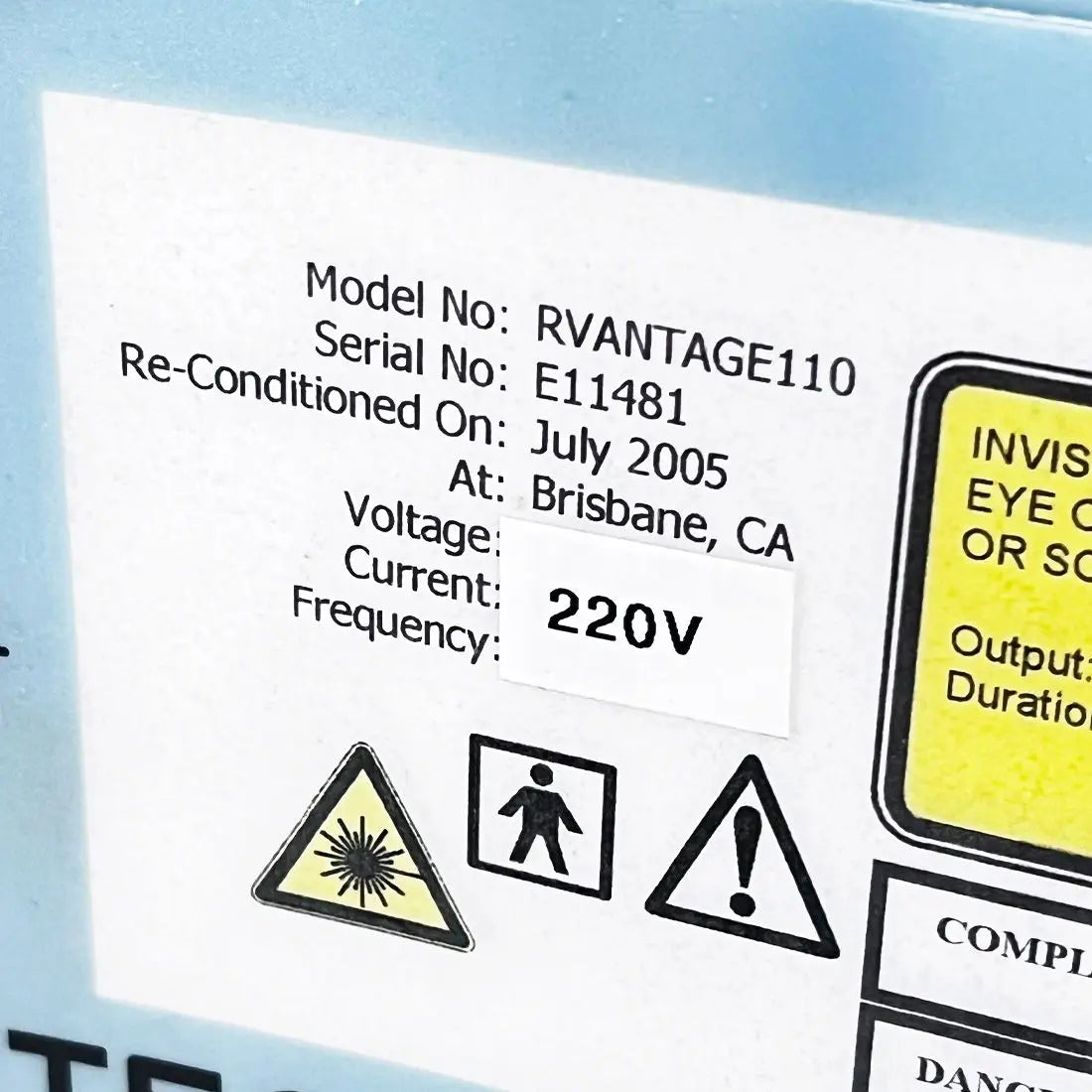 2005 Cutera Altus CoolGlide RVantage 110 Vantage Nd YAG 1064 Hair Removal Laser Cutera
