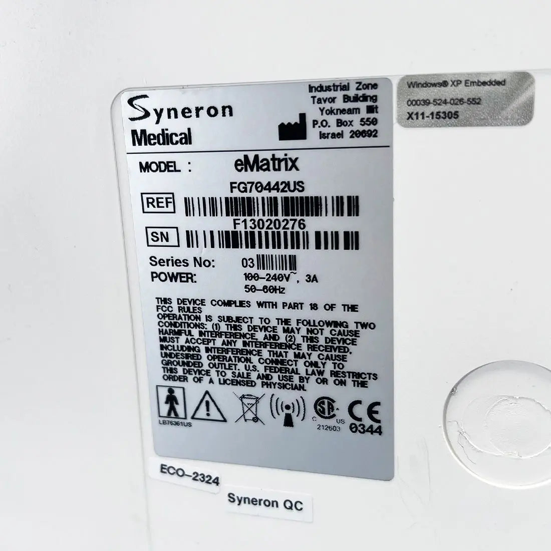 Syneron eMatrix Skin Rejuvenation TableTop System Sublative RF Wrinkles e Matrix Candela
