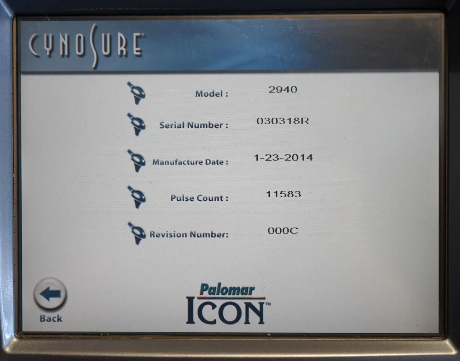 2014 Palomar ICON Laser 2940 Handpiece Skin Resurface Wrinkles Pigmented Lesions Palomar
