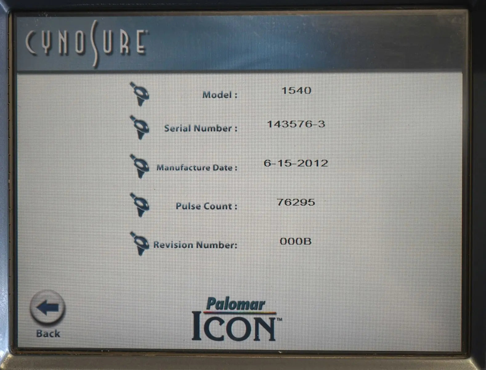 2012 Palomar ICON 1540 Fractional Handpiece Skin Resurfacing Scars Wrinkles Palomar