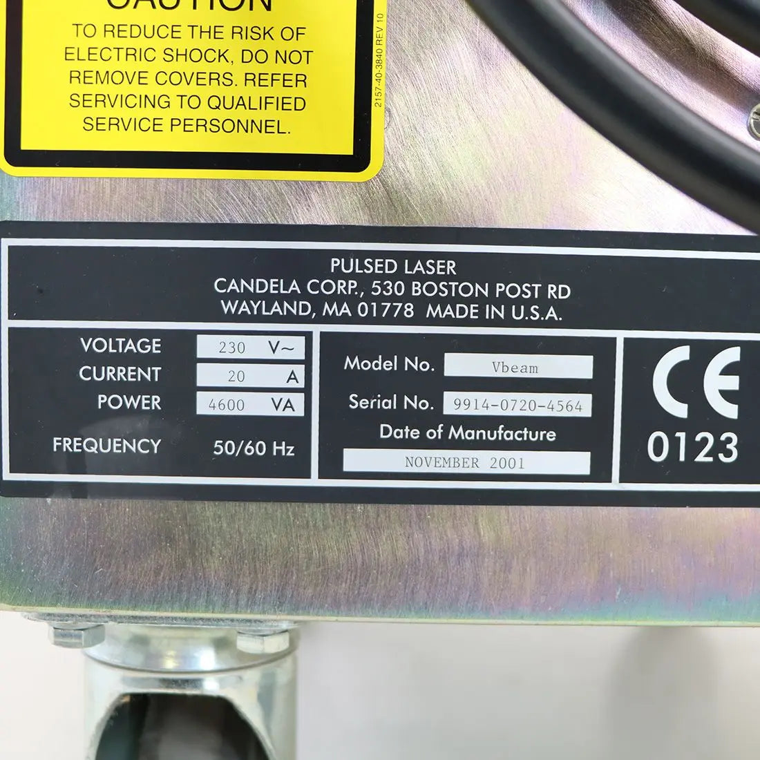 2001 Candela VBeam 595nm Laser Lesions Vascular Wrinkles Veins Pulsed Dye V Beam Candela