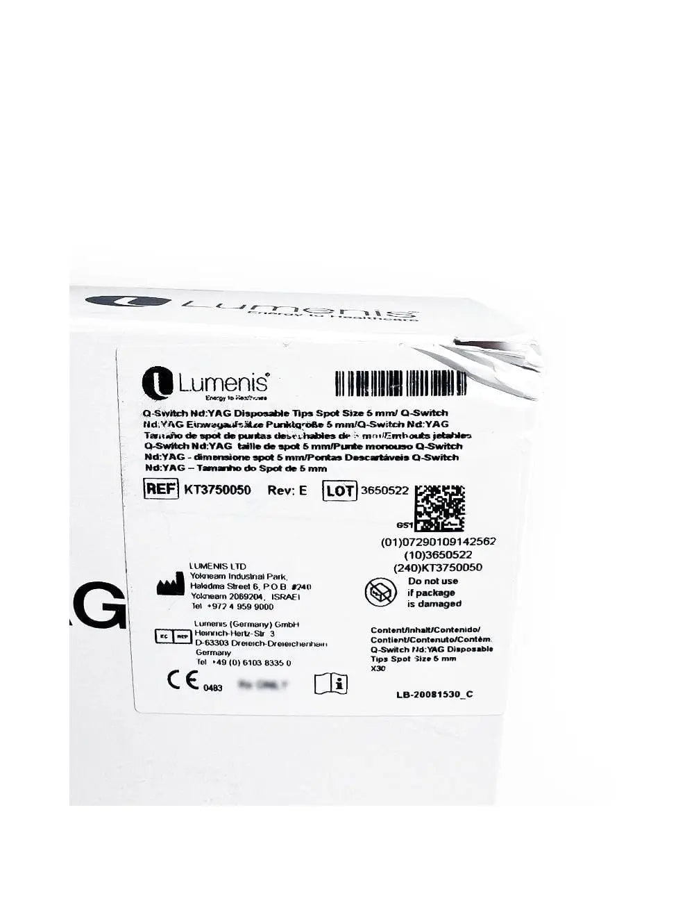 Lumenis M22 Q-Switched Nd YAG QS YAG Laser Handpiece 5mm Tips KT3750050 x25 Pcs Lumenis