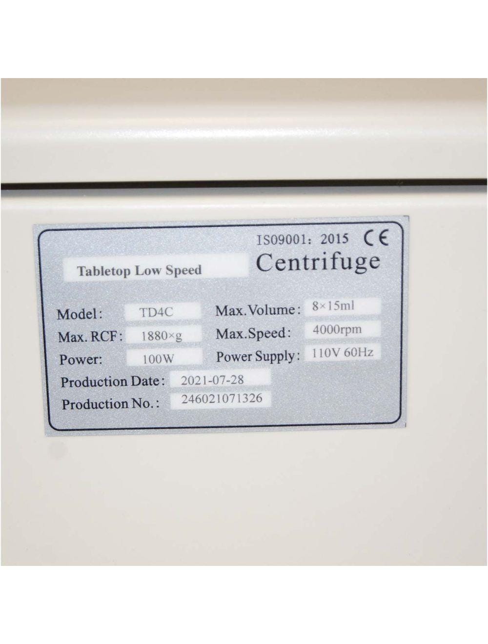 2021 SRELAS TD4C Tabletop PRP Centrifuge - 8x15mL 4000 RPM Lab 110V Sol International Medical