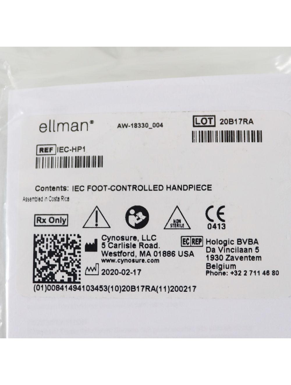 Cynosure Ellman RF Reusable IEC Foot Controlled Handpiece 1/16 3/32 IEC-HP1 Cynosure