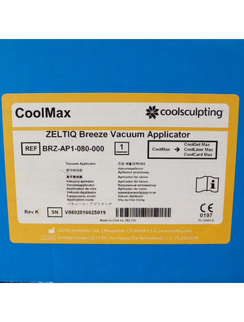 Zeltiq Breeze Vacuum CoolMax Coolsculpting Applicator BRZ-AP1-080-000 Zeltiq