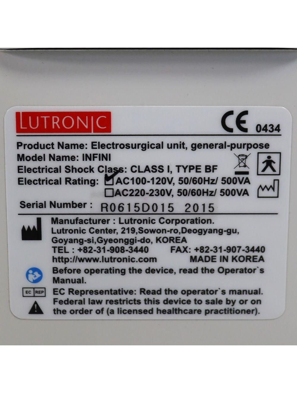 2015 Lutronic INFINI RF Radio Frequency Microneedling Electrosurgical System Lutronic