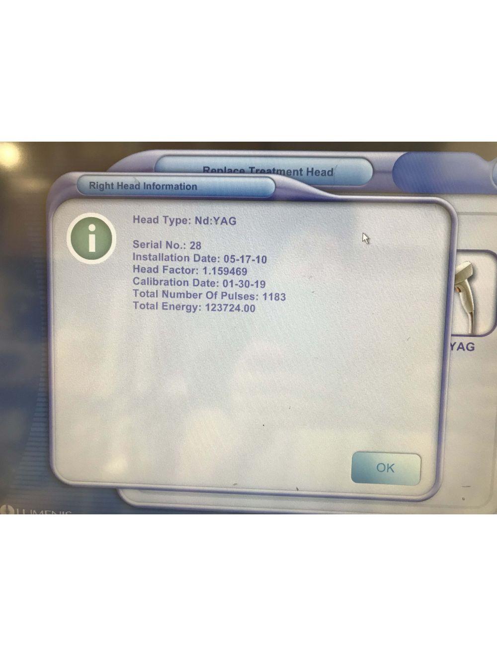 Lumenis Lume One MultiSpot Nd:YAG Laser 1064 Handpiece Vascular &amp; 6mm Crystal Lumenis