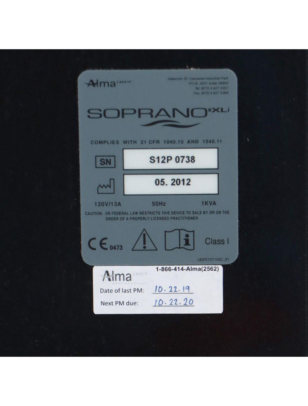 2012 Alma Soprano XLi Diode 810nm IPL Hair Removal Skin Rejuvenation 810nm HP Alma