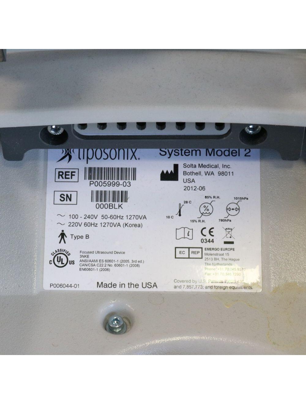 2012 Solta LipoSonix Model 2 HIFU Ultrasound Fat Reduction HP & NEW TRANSDUCER Solta Medical