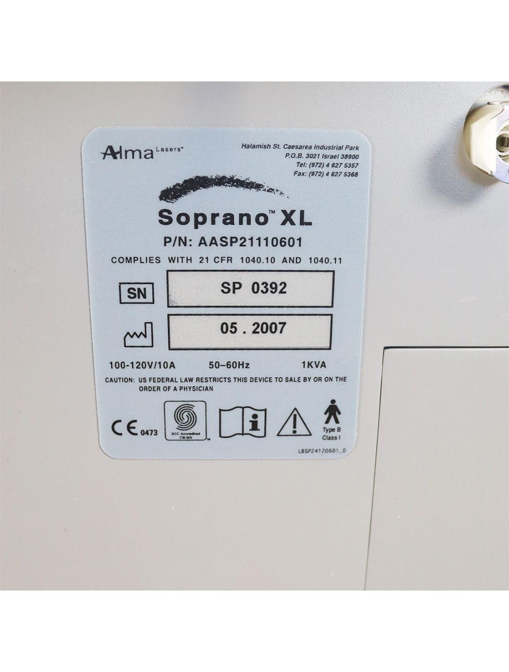 2007 Alma Lasers Soprano XL Laser Hair Removal / Reduction System AASP21110601 Alma