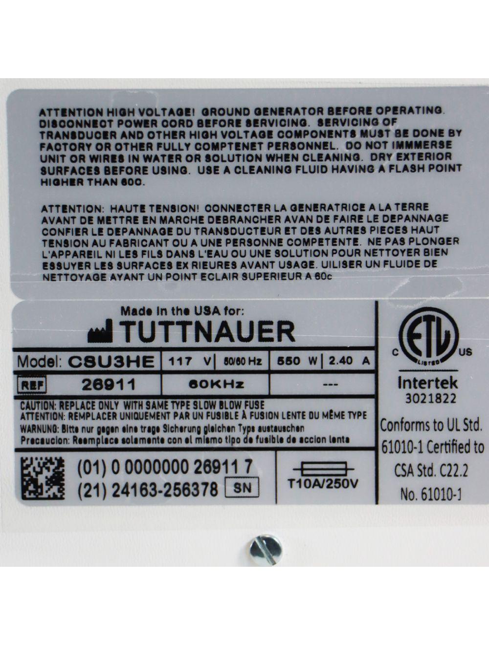 Tuttnauer Clean and Simple Ultrasonic Cleaner Three Gallon Capacity CSU3HE 26911 Sol International Medical