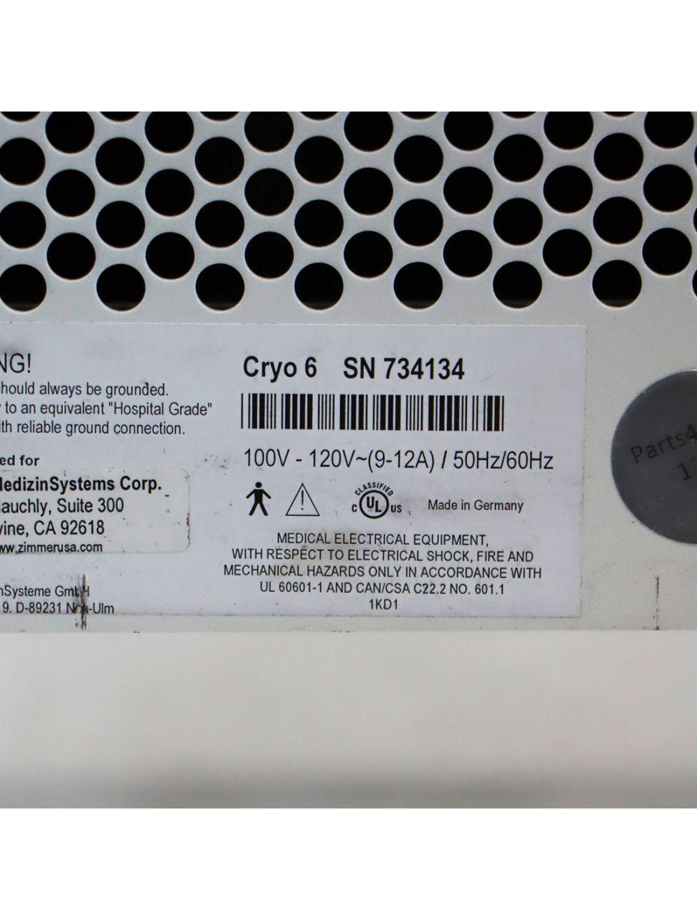 Zimmer Cynosure Cryo 6 Patient Epidermal Cold Air Chiller Device System Cynosure