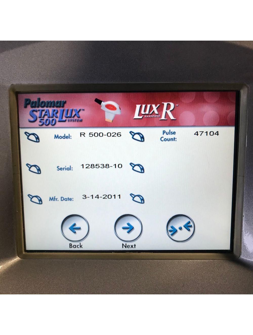 2011 Palomar Starlux500 Star Lux R 500 IPL Hair Removal Handpiece - Excellent Palomar