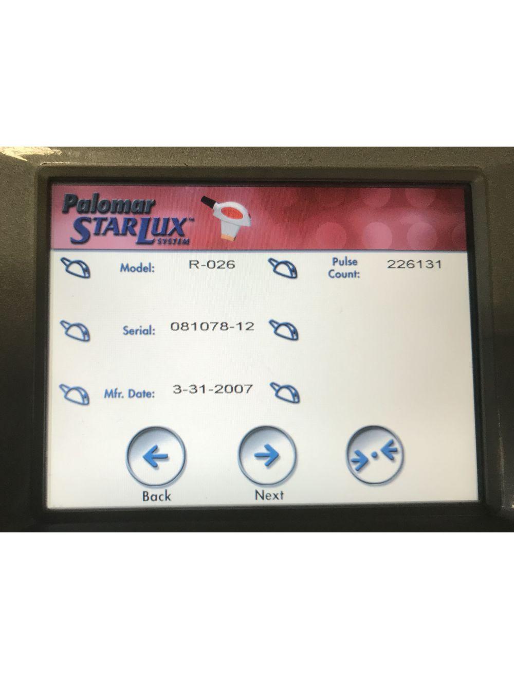 2007 Palomar Starlux 300 Lux R IPL Hair Removal Handpiece LuxR 0 SHOTS New Lamp Palomar