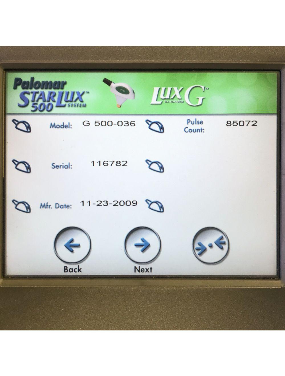 2009 Palomar Laser StarLux 500 LuxG IPL Handpiece Hand Piece 5520-G036R Lux G Palomar