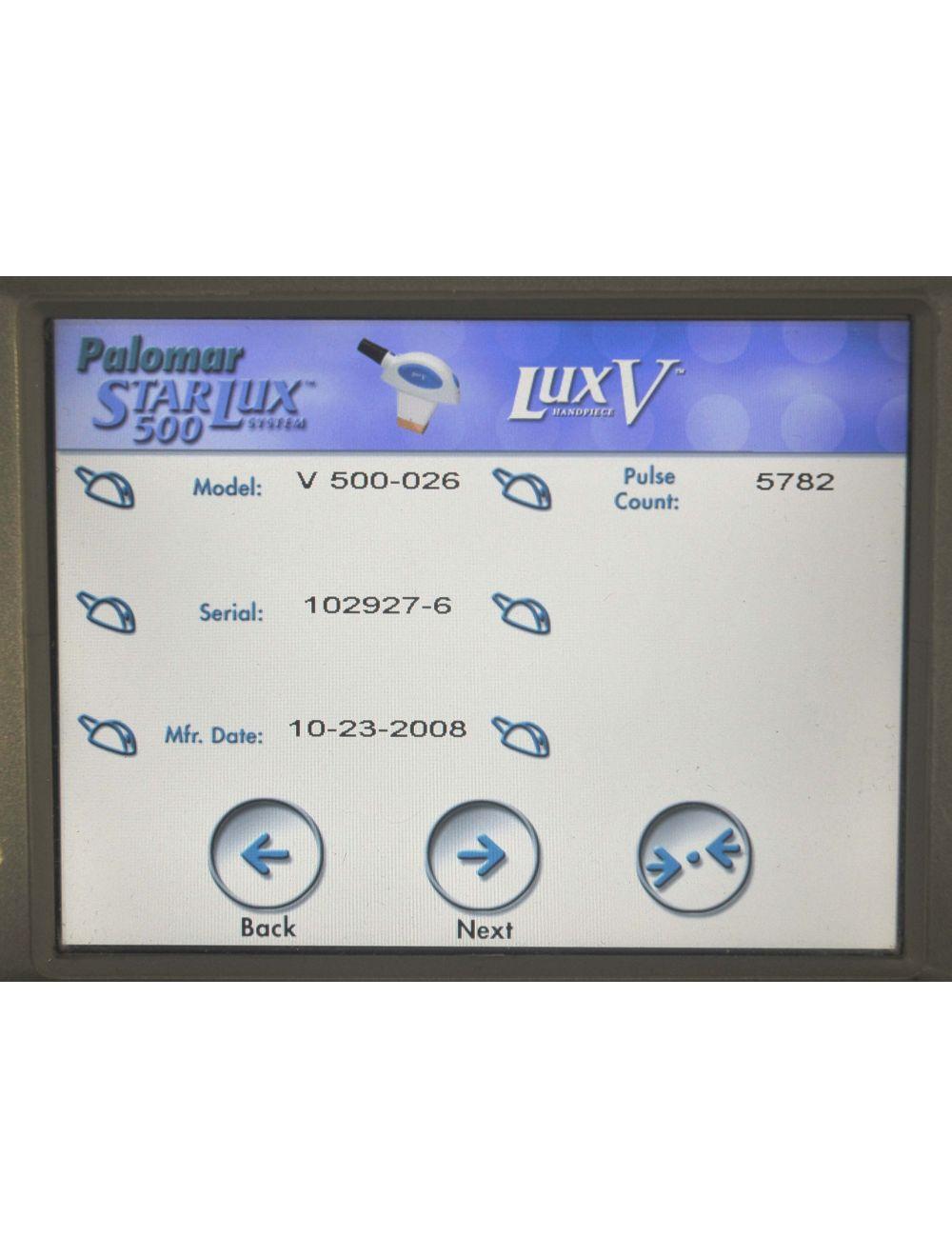 2008 Palomar StarLux 500 LuxV HandPiece Cynosure IPL Laser Lux V LOW PULSE Palomar