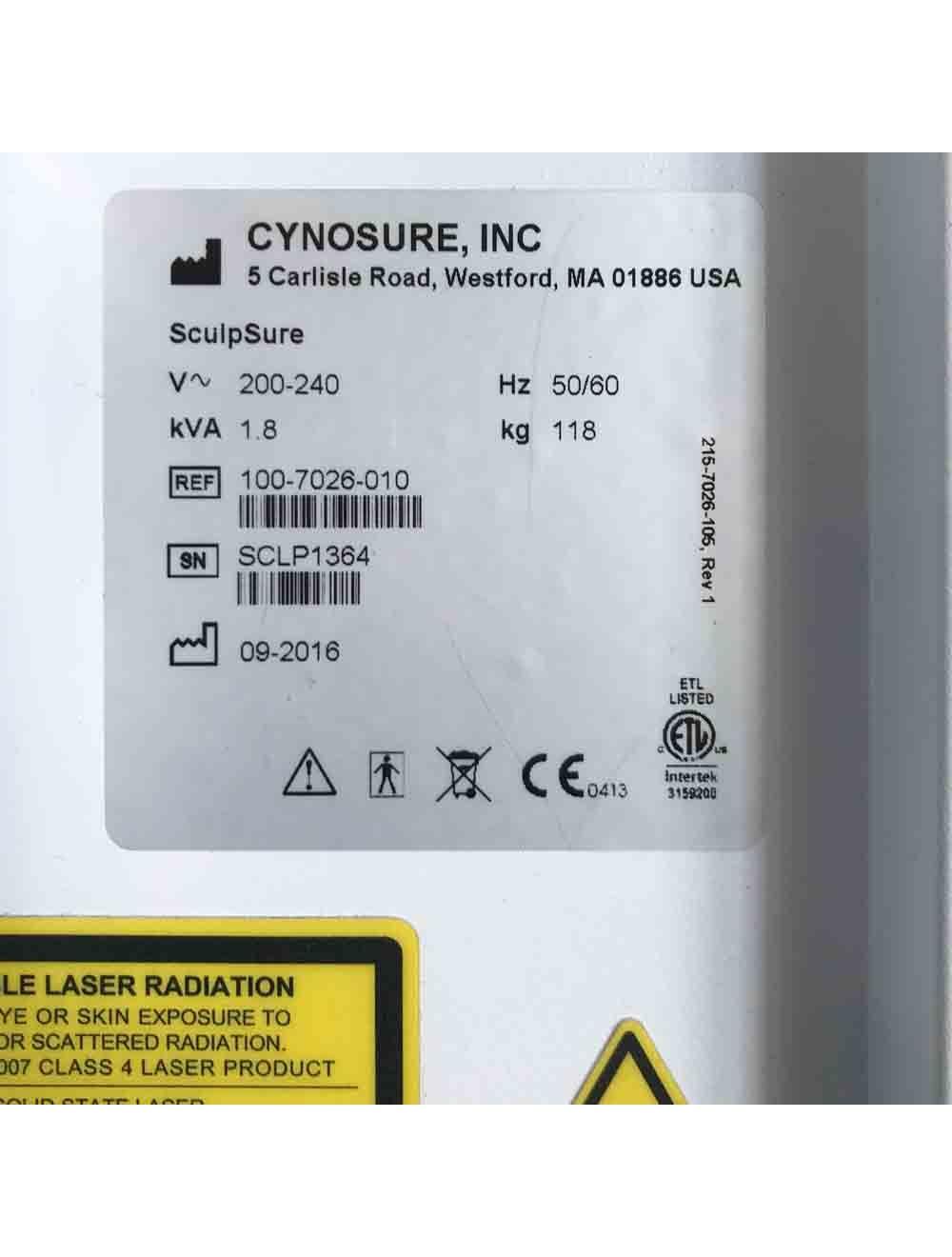 2016 Cynosure SculpSure Non-invasive Diode Laser Lipolysis - 100-7026-010 Cynosure