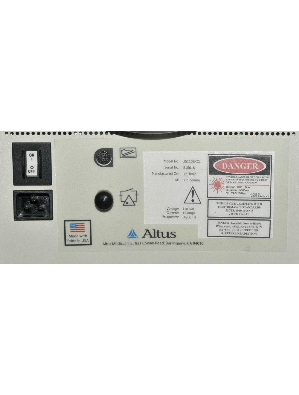 2002 Altus CoolGlide Excel US110EXCL Laser Hair Removal 1064 Nd YAG Cutera HR Cutera