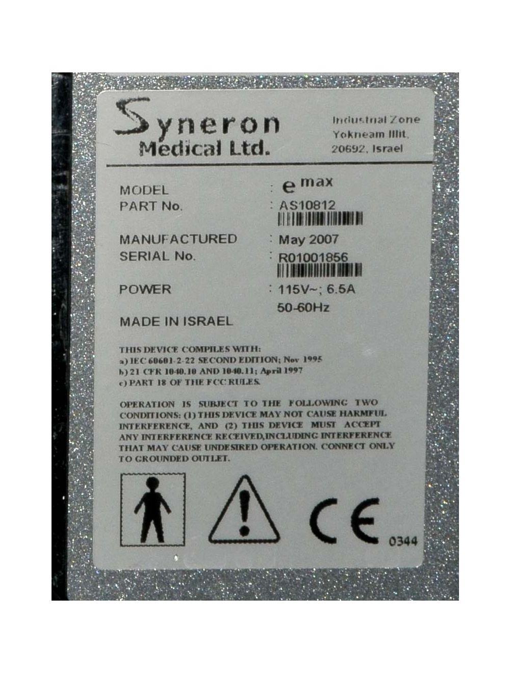 2007 Syneron Medical eMax Laser Wrinkle Reduction Skin Rejuvenation w/2 HP's Candela