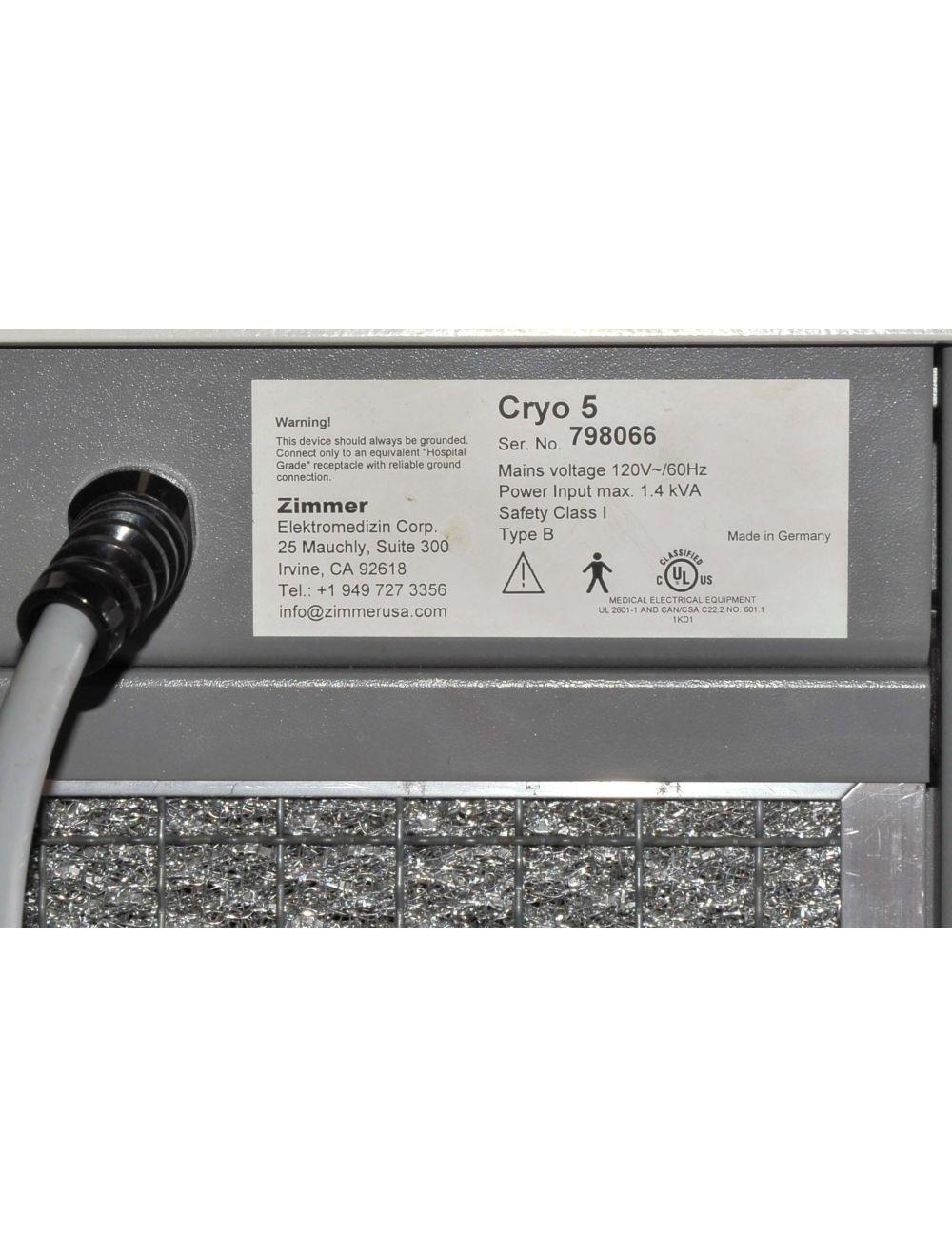 Zimmer Cryo5 CHILLER Skin Cooling Epidermal SmartCool Cryo 5 Laser Syner-Cool Sol International Medical