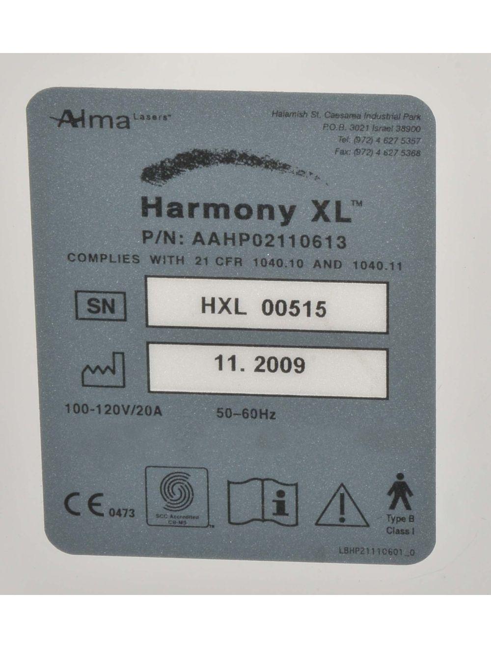 2009 Alma Harmony XL IPL Cosmetic Laser w SHR Hair Removal Handpiece HR Alma