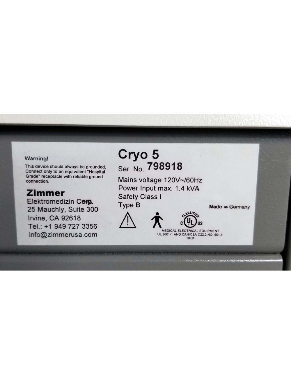 Cryo5 Zimmer CHILLER Skin Cooling Epidermal Syneron Syner-Cool Cryo 5 IPL Laser Candela