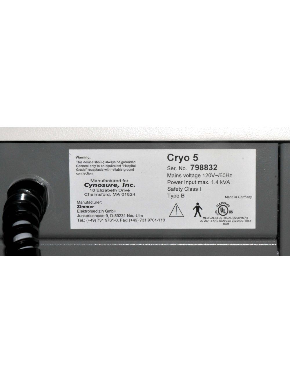 Zimmer Cryo5 Chiller Skin Cooling Epidermal Syneron Syner-Cool Cryo 5 IPL Laser Candela