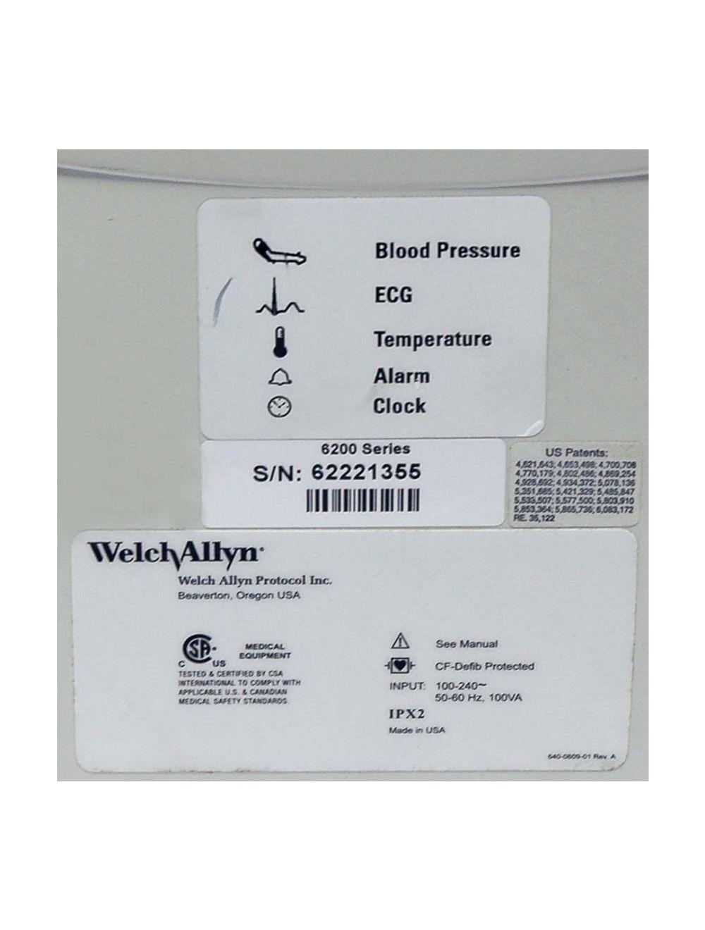 WELCH ALLYN Patient Vital Sign Monitor Series 6200 w/Blood Pressure Cuff Sol International Medical