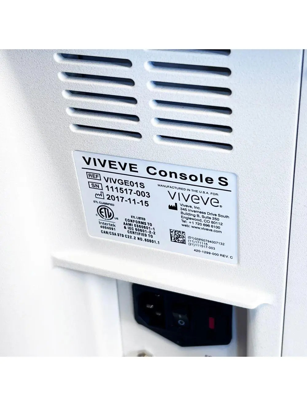 2017 Viveve Console S Feminine Vaginal Rejuvenation RF System VIVGE01S Sol International Medical