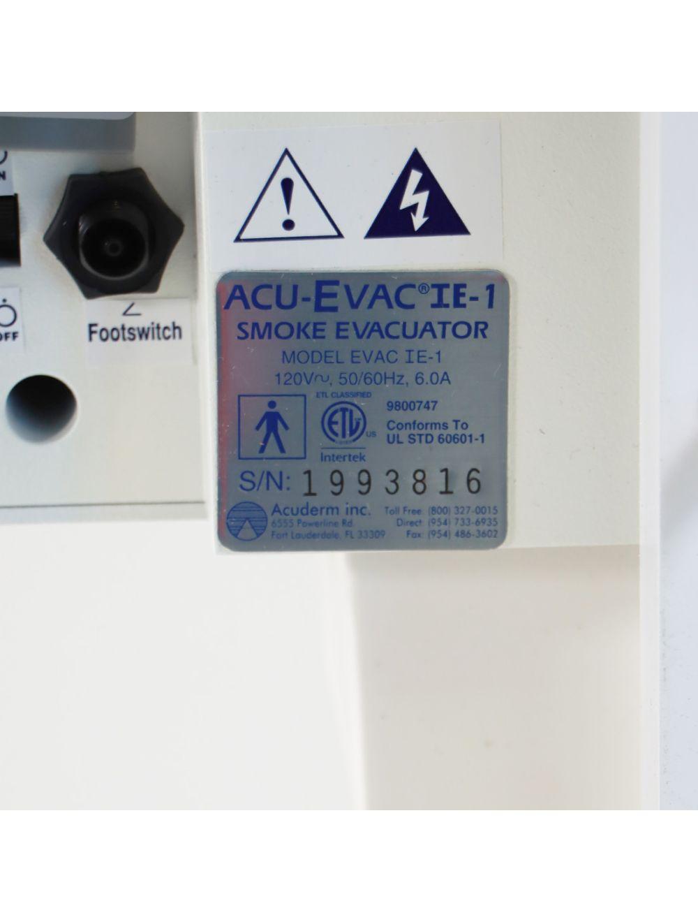 Acuderm EVAC IE-1 Smoke Evacuator System w/ Cart Sol International Medical