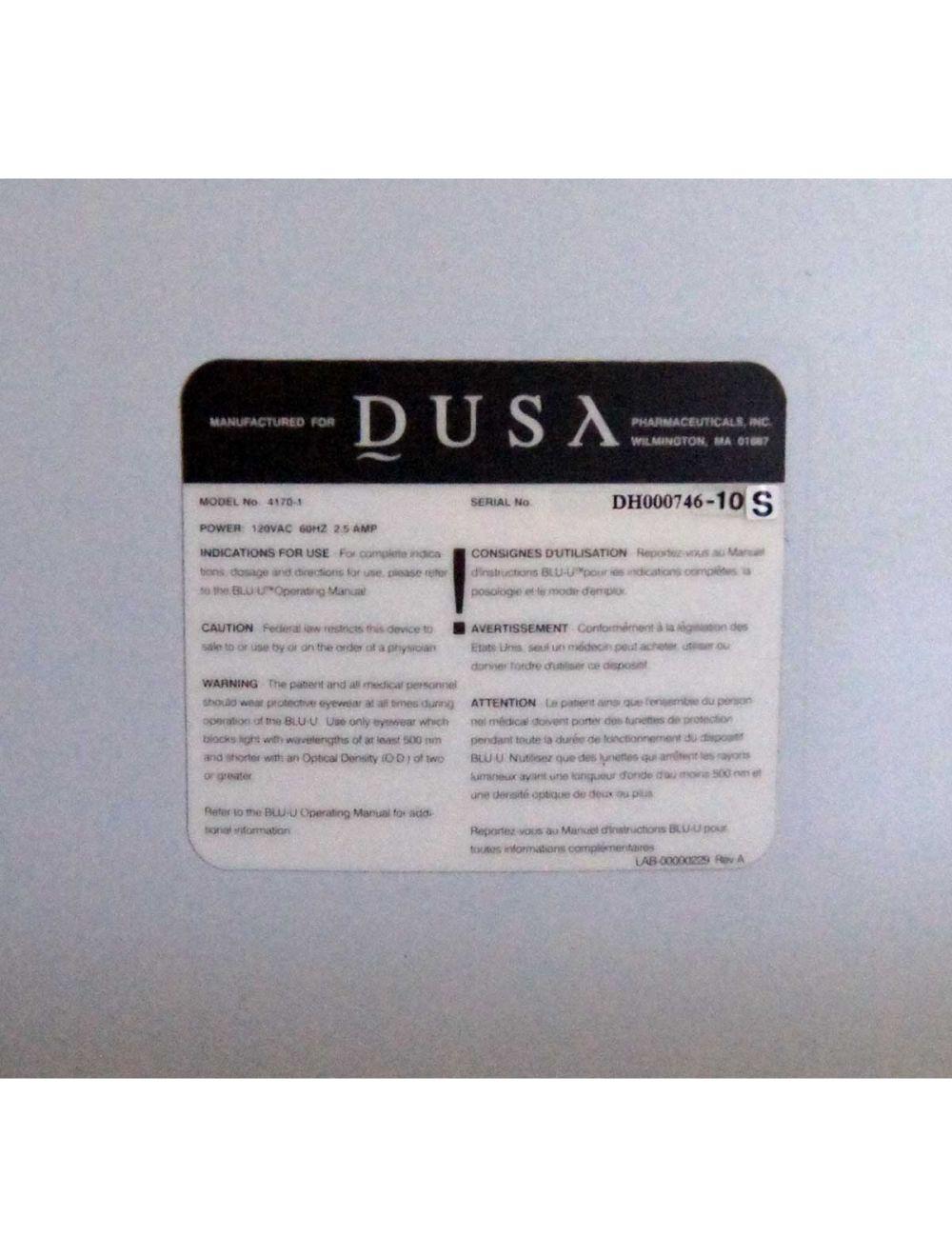 DUSA Blu-U Blue Light Photodynamic Therapy Acne Treatment Control 4170-1 60Hz Sol International Medical