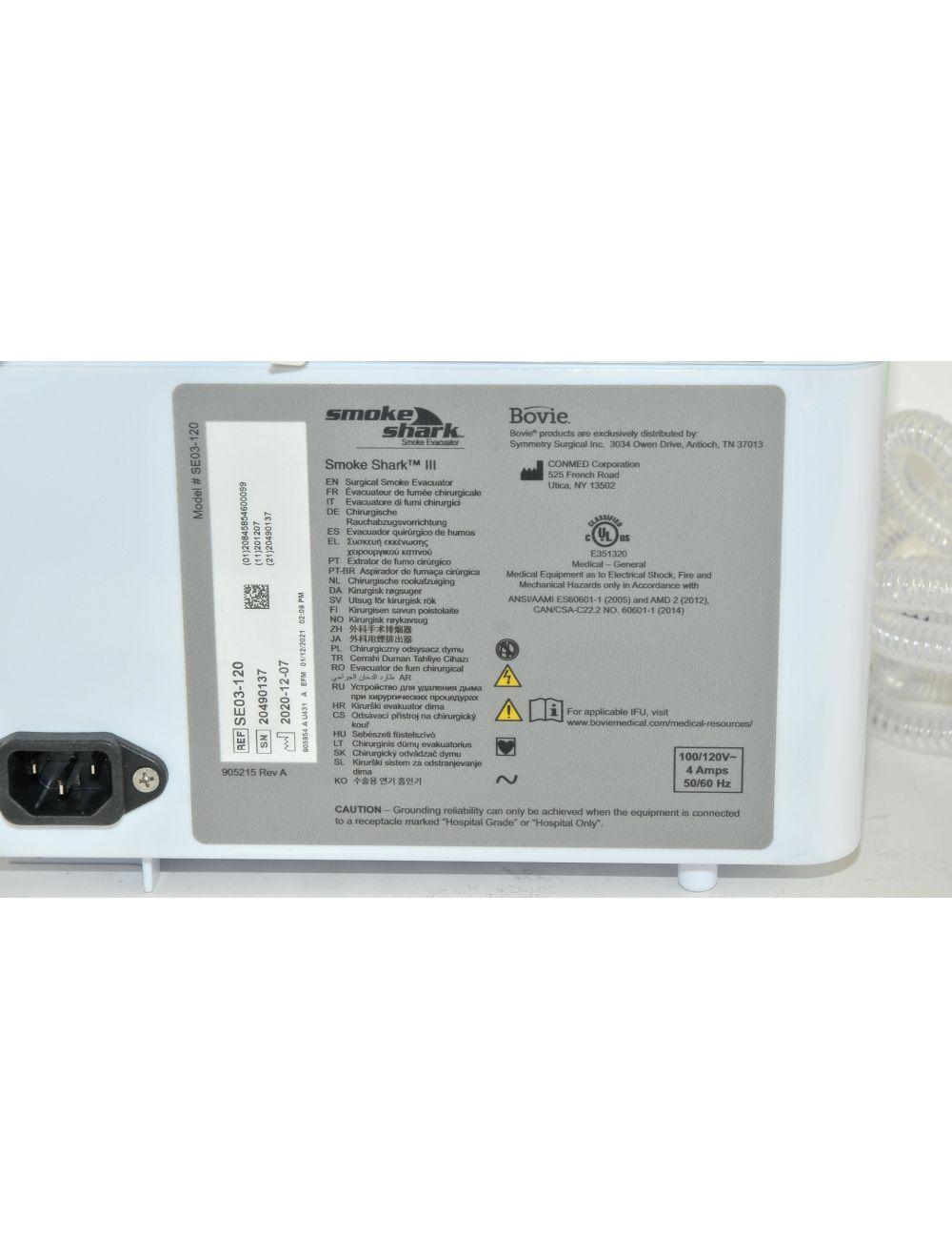 Bovie Smoke Shark III SE03-120 Surgical Smoke Evacuator w/Pencil Adapter 2020 Sol International Medical