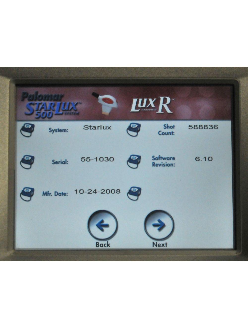 2010 Palomar StarLux 500 IPL Hair Removal Pigmented Lesions Laser LuxR LuxYs Palomar