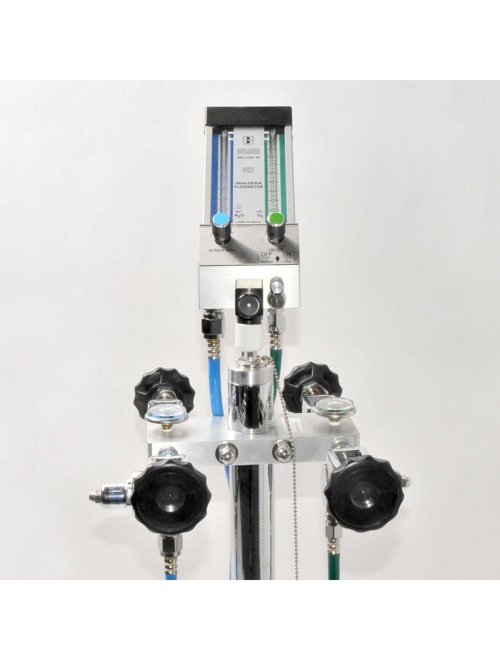 Belmed PC7 Analgesia Flowmeter Nitrous Oxide N2O Oxygen Portable Stand Dental Sol International Medical