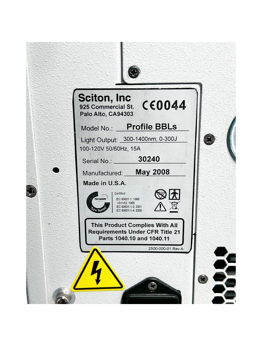 2008 Sciton BBLs Broad Band Light Pigment Vascular IPL BBL 515/560/640/695 Sol International Medical