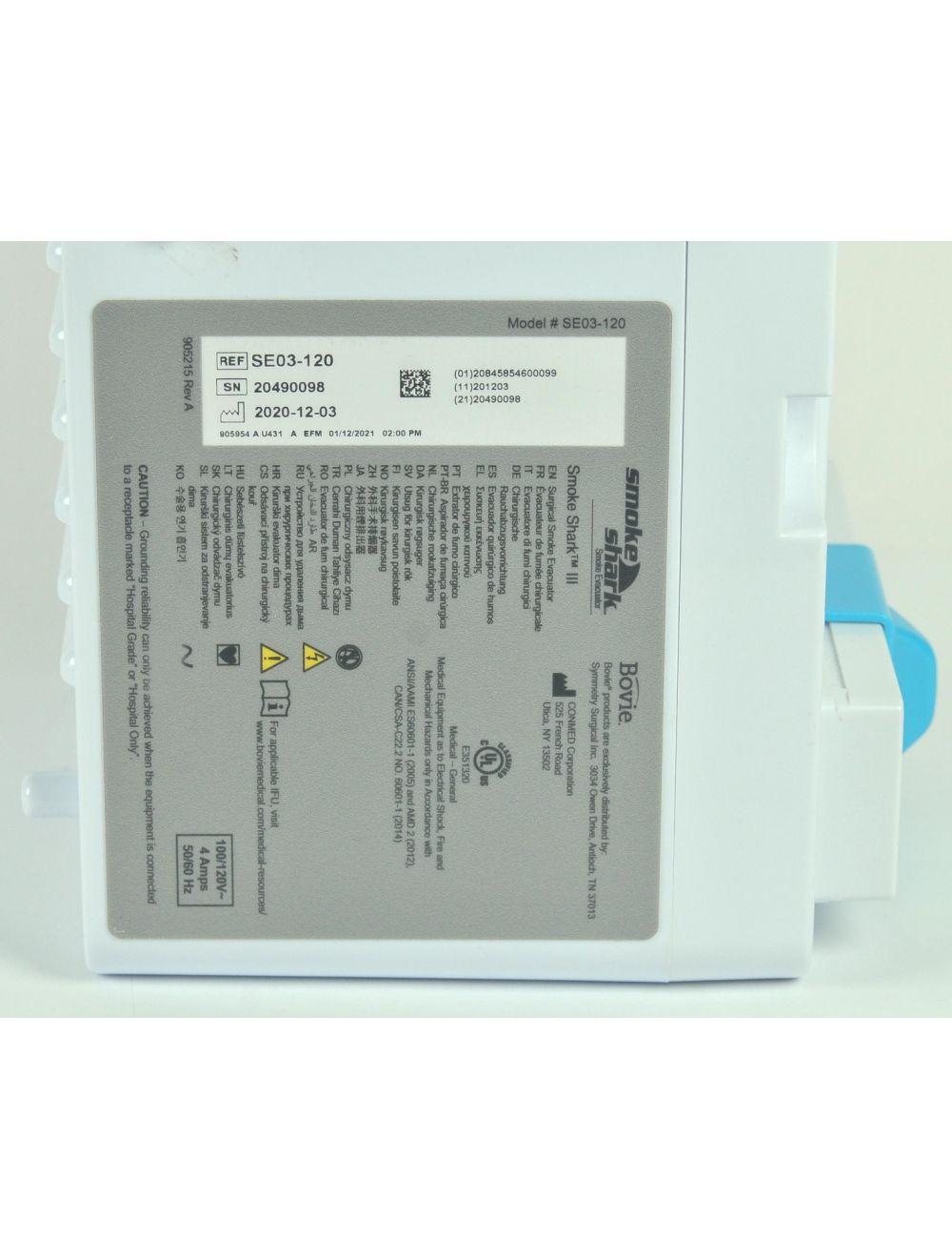 Bovie Smoke Shark III 3 Surgical Smoke Evacuator w/Pencil Adapter SE03-120 2020 Sol International Medical