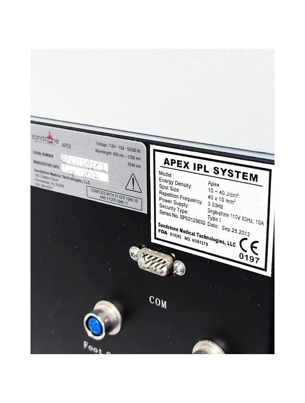 2012 Ellman Sandstone Apex HR VR Hair Acne Vascular IPL Laser System Sol International Medical