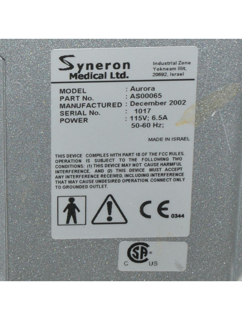 2002 Syneron Aurora ELOS RF IPL DS Hair Removal SR Skin Tightening AS00065 HR Candela
