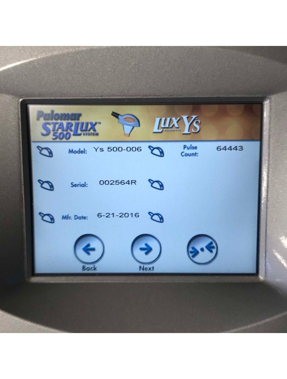 2010 Palomar Starlux 500 IPL Hair Removal Pigmented Lesions Chiller & LUX Ys HP Palomar