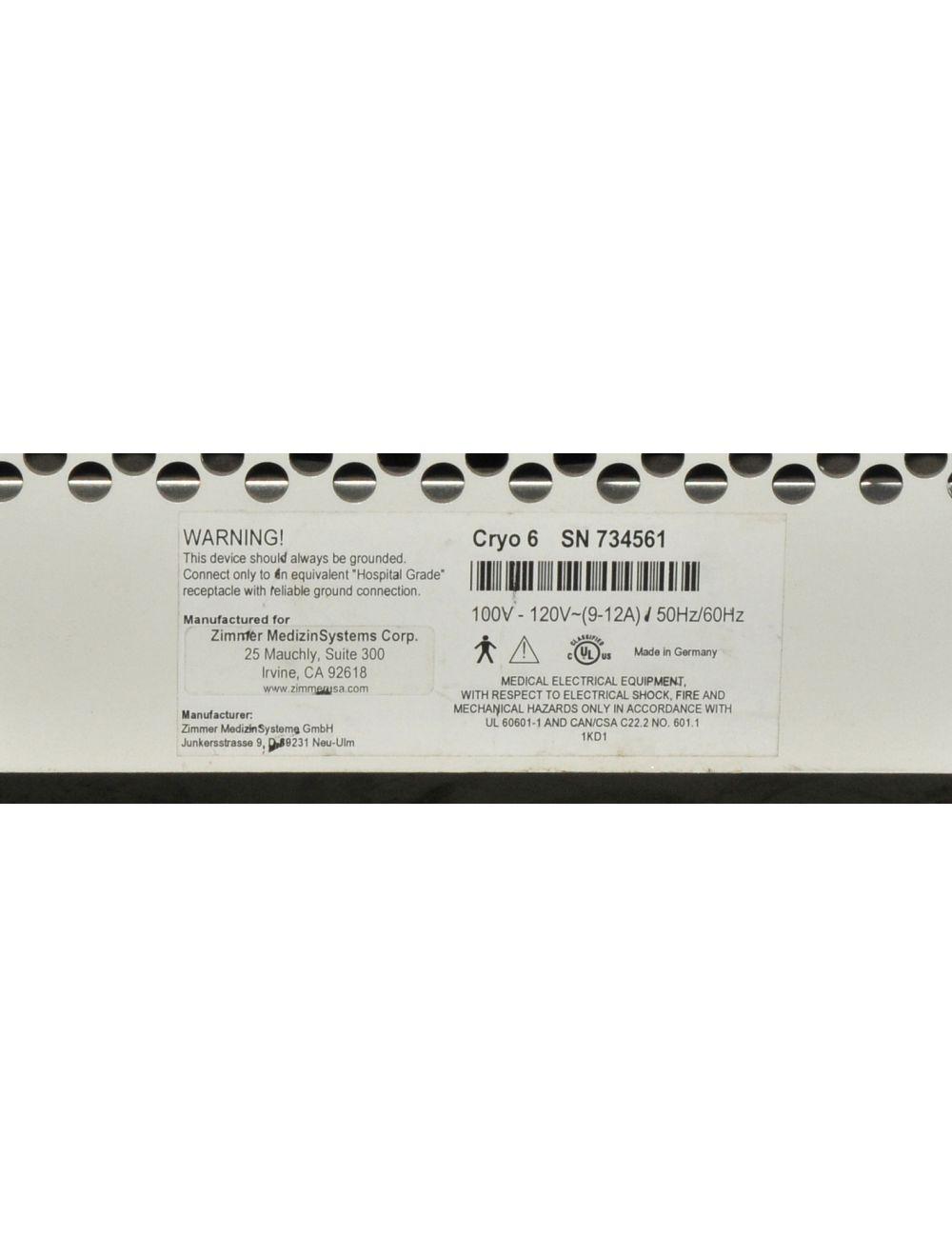 Zimmer CRYO6 IPL Laser Treatment Skin Chiller Cooler Cryo 6 Medizin Syneron Candela