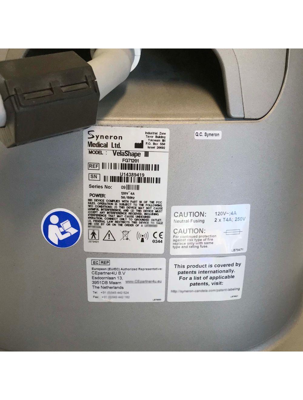 2015 Syneron VelaShape III 3 IR RF Body Contouring Laser w/ VSmooth & VContour Candela