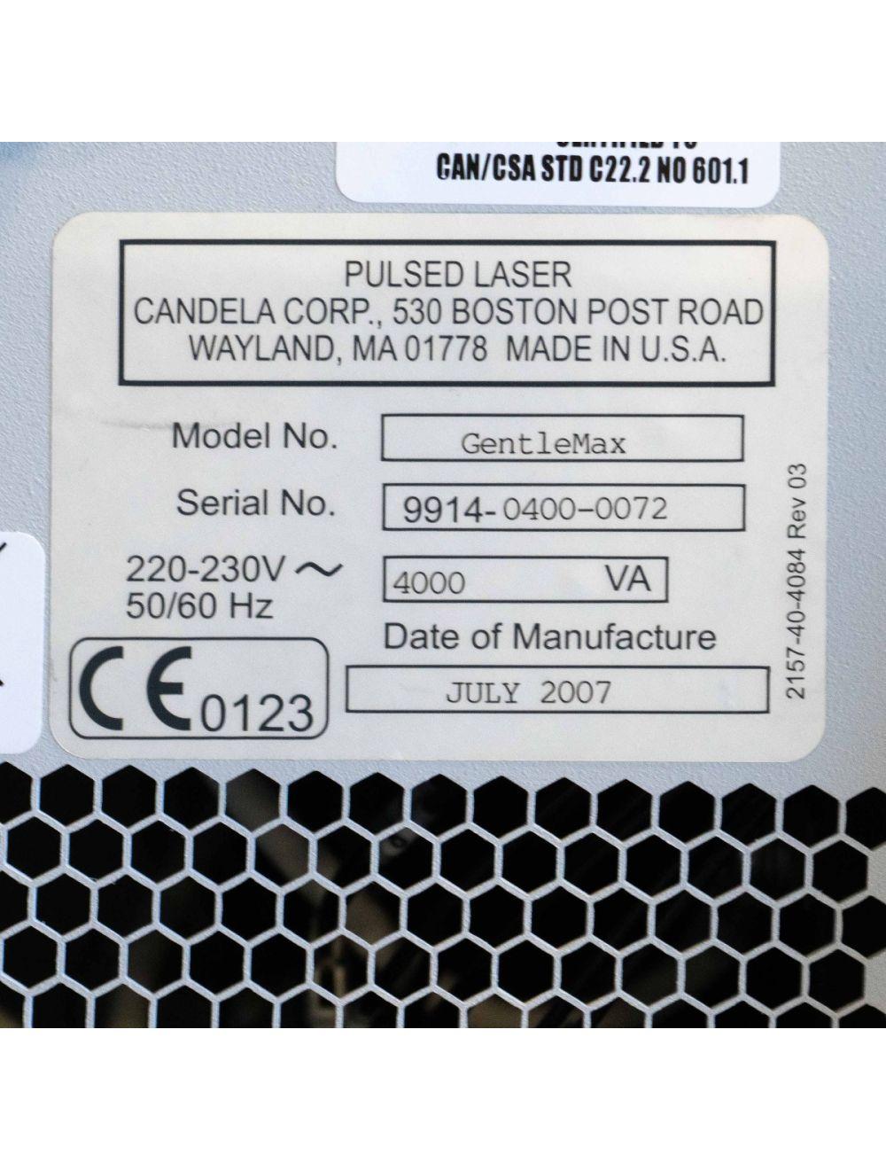 Candela GentleMax Hair Removal Laser w/ 1.5-3 mm & 6-18mm Handpieces Gentle Max Candela